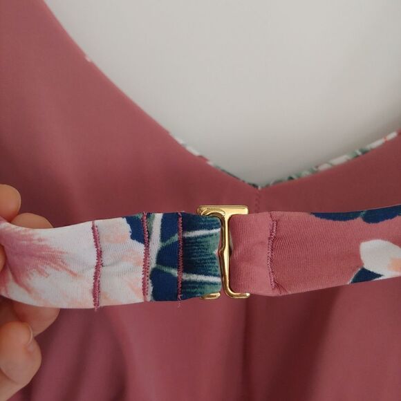 Tori Praver Seafoam Lace Up Sides Floral Monokini Size M - Picture 6 of 7